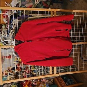 From mom's closet. A Pre loved petite med  Zip up Red jacket. 100% polyester